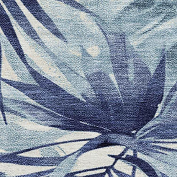 HomeRoots 10' Blue and Ivory Floral Washable Area Rug – UV Protected, Stain-Resistant, Ideal for Your Home! 706933