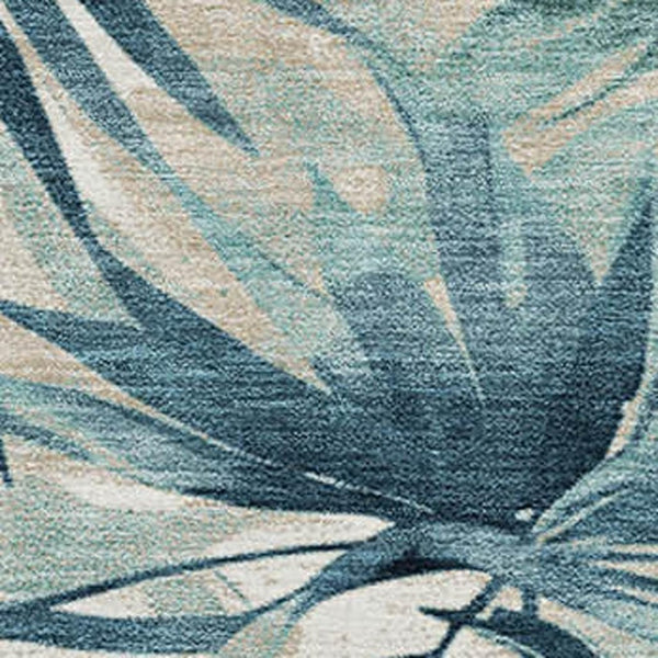 HomeRoots 5' X 8' Teal and Ivory Floral Area Rug - Durable, Washable, UV-Resistant, Perfect for High Traffic Spaces 706935