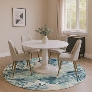 HomeRoots 8' X 10' Teal Floral Area Rug - Washable, Stain-Resistant, UV Protected for Stylish Durability! 706937