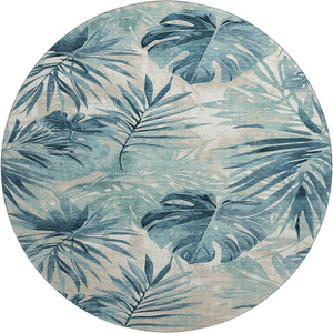 HomeRoots 8' X 10' Teal Floral Area Rug - Washable, Stain-Resistant, UV Protected for Stylish Durability! 706937