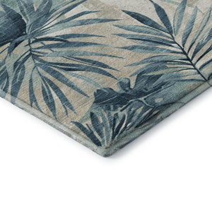 HomeRoots 8' X 10' Teal Floral Area Rug - Washable, Stain-Resistant, UV Protected for Stylish Durability! 706937