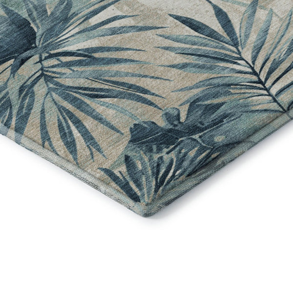 HomeRoots 8' X 10' Teal Floral Area Rug - Washable, Stain-Resistant, UV Protected for Stylish Durability! 706937