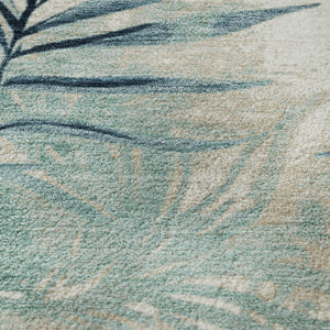 HomeRoots 8' X 10' Teal Floral Area Rug - Washable, Stain-Resistant, UV Protected for Stylish Durability! 706937