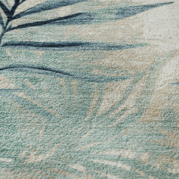 HomeRoots 8' X 10' Teal Floral Area Rug - Washable, Stain-Resistant, UV Protected for Stylish Durability! 706937