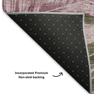 HomeRoots 9' X 12' Washable Brown and Pink Floral Area Rug with UV Protection for Stylish, Durable Living Spaces 706944