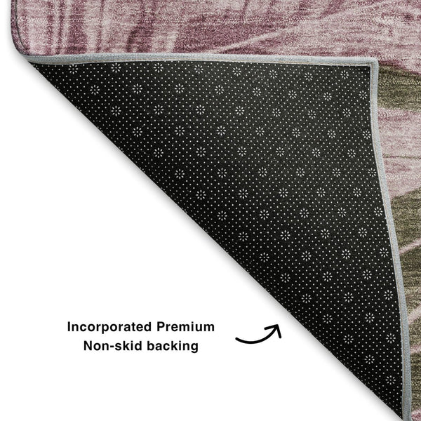 HomeRoots 9' X 12' Washable Brown and Pink Floral Area Rug with UV Protection for Stylish, Durable Living Spaces 706944
