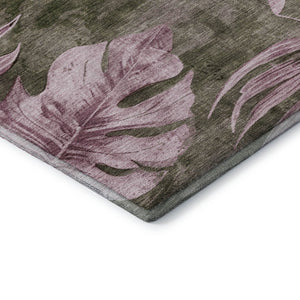 HomeRoots 9' X 12' Washable Brown and Pink Floral Area Rug with UV Protection for Stylish, Durable Living Spaces 706944