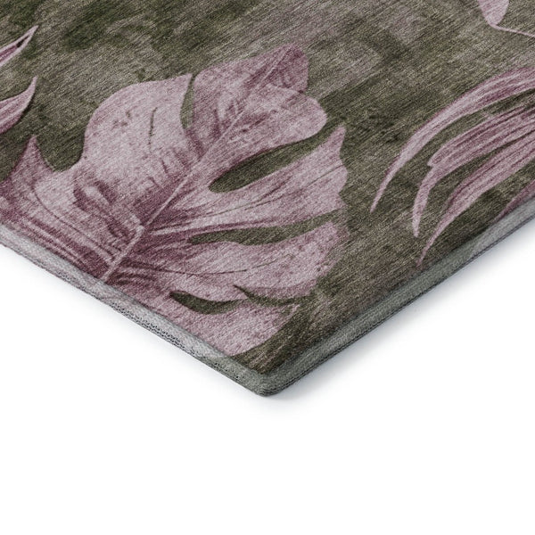 HomeRoots 9' X 12' Washable Brown and Pink Floral Area Rug with UV Protection for Stylish, Durable Living Spaces 706944