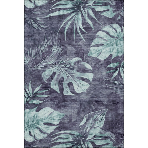 HomeRoots 5' X 8' Vibrant Blue and Green Floral Area Rug - Durable, Washable, UV-Protected for Homes! 706947