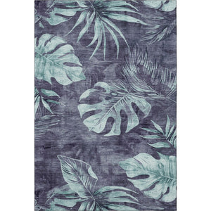 HomeRoots 5' X 8' Vibrant Blue and Green Floral Area Rug - Durable, Washable, UV-Protected for Homes! 706947