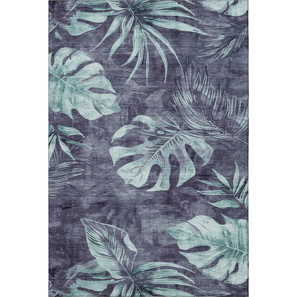 HomeRoots 5' X 8' Vibrant Blue and Green Floral Area Rug - Durable, Washable, UV-Protected for Homes! 706947
