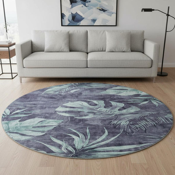 HomeRoots 8' X 10' Blue and Green Floral Area Rug - Washable, UV-Protected, Durable, and Stylish for Any Space! 706949