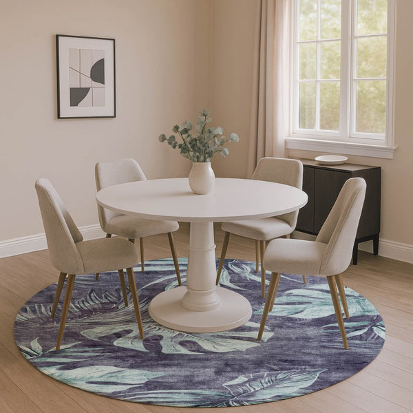 HomeRoots 8' X 10' Blue and Green Floral Area Rug - Washable, UV-Protected, Durable, and Stylish for Any Space! 706949