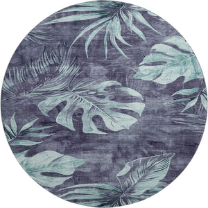 HomeRoots 8' X 10' Blue and Green Floral Area Rug - Washable, UV-Protected, Durable, and Stylish for Any Space! 706949
