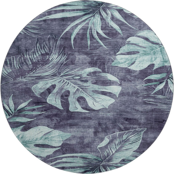 HomeRoots 8' X 10' Blue and Green Floral Area Rug - Washable, UV-Protected, Durable, and Stylish for Any Space! 706949
