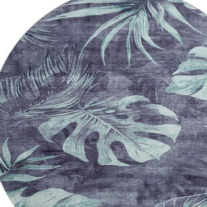 HomeRoots 8' X 10' Blue and Green Floral Area Rug - Washable, UV-Protected, Durable, and Stylish for Any Space! 706949