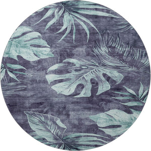 HomeRoots 8' X 10' Blue and Green Floral Area Rug - Washable, UV-Protected, Durable, and Stylish for Any Space! 706949