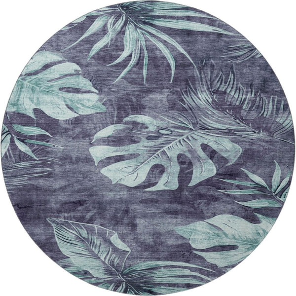 HomeRoots 8' X 10' Blue and Green Floral Area Rug - Washable, UV-Protected, Durable, and Stylish for Any Space! 706949