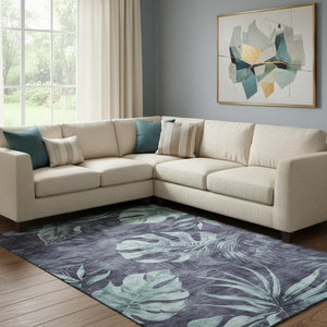 HomeRoots 9' X 12' Floral Area Rug - Washable, UV-Protected, Stain-Resistant, Perfect for Homes with Kids & Pets! 706950