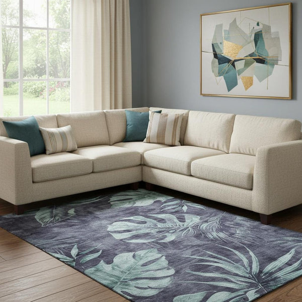 HomeRoots 9' X 12' Floral Area Rug - Washable, UV-Protected, Stain-Resistant, Perfect for Homes with Kids & Pets! 706950