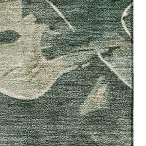 HomeRoots 5' X 8' Stylish Fern Green & Sage Floral Washable Area Rug with UV Protection for Home & Play 706953