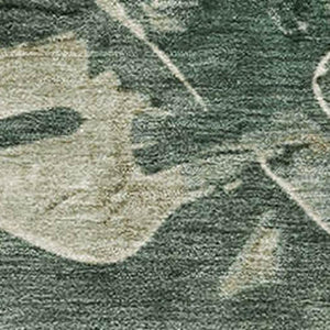 HomeRoots 8' Floral Round Rug in Fern Green & Sage - Washable, UV Protected, Stain Resistant, Non-Slip Design 706954