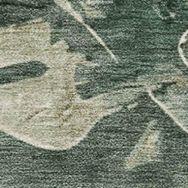 HomeRoots 8' Floral Round Rug in Fern Green & Sage - Washable, UV Protected, Stain Resistant, Non-Slip Design 706954