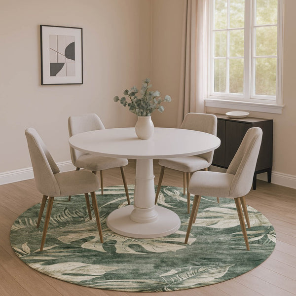 HomeRoots 8' X 10' Washable Fern Green & Sage Floral Area Rug with UV Protection – Durable, Elegant, Family-Friendly! 706955