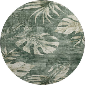 HomeRoots 8' X 10' Washable Fern Green & Sage Floral Area Rug with UV Protection – Durable, Elegant, Family-Friendly! 706955