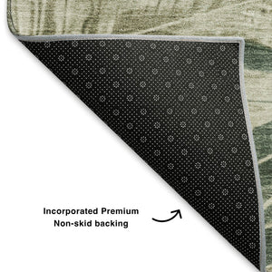 HomeRoots 8' X 10' Washable Fern Green & Sage Floral Area Rug with UV Protection – Durable, Elegant, Family-Friendly! 706955