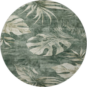 HomeRoots 8' X 10' Washable Fern Green & Sage Floral Area Rug with UV Protection – Durable, Elegant, Family-Friendly! 706955