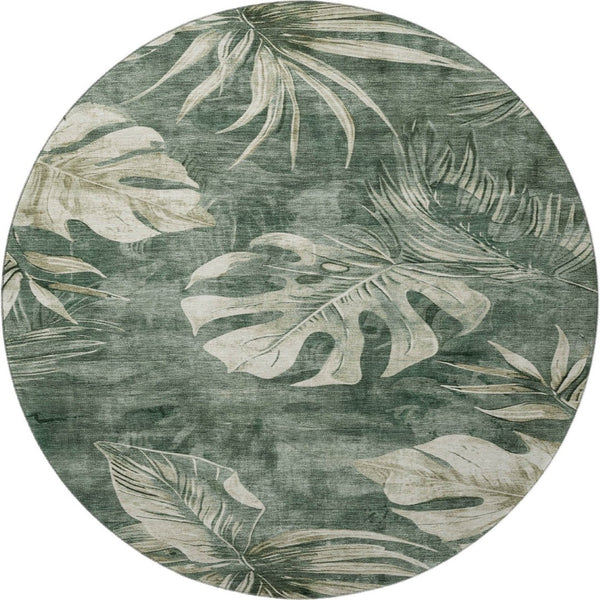 HomeRoots 8' X 10' Washable Fern Green & Sage Floral Area Rug with UV Protection – Durable, Elegant, Family-Friendly! 706955