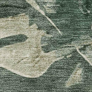 HomeRoots 9' X 12' Fern Green Floral Area Rug - Washable, UV Protected, Durable Design for Busy Homes 706956
