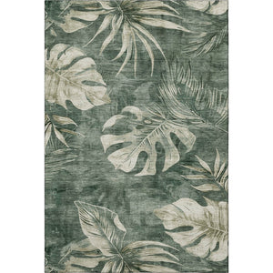 HomeRoots 10' X 14' Fern Green & Sage Floral Area Rug - Washable, Durable, UV-Protected for High-Traffic Spaces 706957