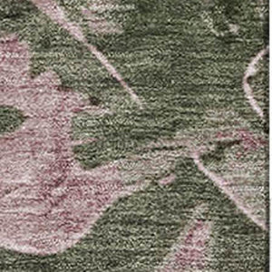 HomeRoots 5' X 8' Olive Green & Blush Floral Area Rug - Washable, UV-Protected, Perfect for Busy Homes! 706959