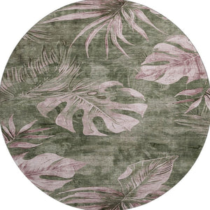 HomeRoots 8' X 10' Olive Green & Blush Floral Washable Area Rug - Durable, Stain-Resistant, UV Protected Design 706961