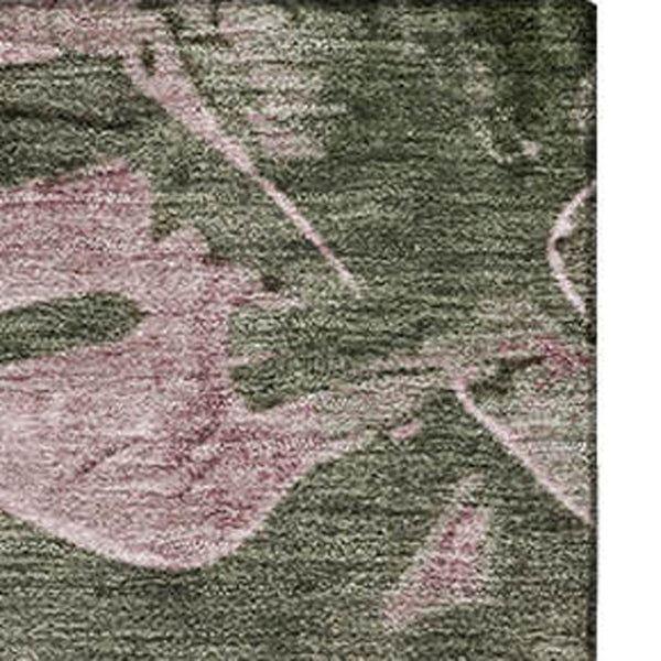 HomeRoots 10' Olive Green and Blush Floral Washable Area Rug with UV Protection - Durable & Stylish Design 706963