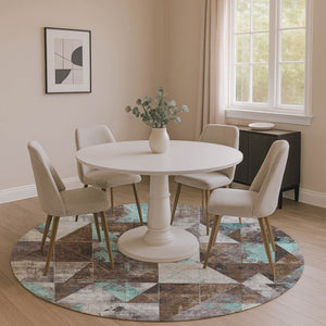 HomeRoots 8' X 10' Washable Chocolate & Teal Geometric Area Rug with UV Protection – Durable, Stylish, Stain Resistant! 706967