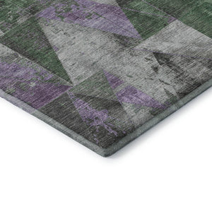 HomeRoots 5' X 8' Emerald & Purple Geometric Washable Area Rug - UV Protected, Durable & Easy Care Design 706971