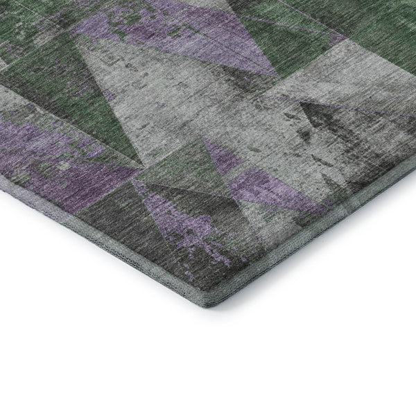 HomeRoots 5' X 8' Emerald & Purple Geometric Washable Area Rug - UV Protected, Durable & Easy Care Design 706971