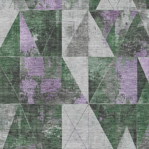 HomeRoots 5' X 8' Emerald & Purple Geometric Washable Area Rug - UV Protected, Durable & Easy Care Design 706971