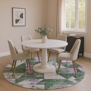 HomeRoots 8' X 10' Vibrant Emerald & Purple Geometric Area Rug – Washable, UV-Protected, Stylish, Durable! 706973