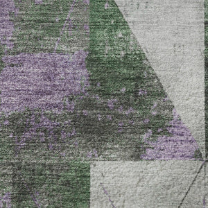 HomeRoots 8' X 10' Vibrant Emerald & Purple Geometric Area Rug – Washable, UV-Protected, Stylish, Durable! 706973