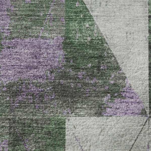 HomeRoots 8' X 10' Vibrant Emerald & Purple Geometric Area Rug – Washable, UV-Protected, Stylish, Durable! 706973