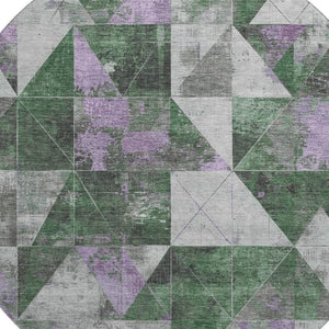 HomeRoots 8' X 10' Vibrant Emerald & Purple Geometric Area Rug – Washable, UV-Protected, Stylish, Durable! 706973