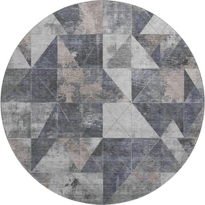 HomeRoots 8' X 10' Gray & Beige Geometric Area Rug - Washable, UV Protected, Durable & Stylish for Homes 706979