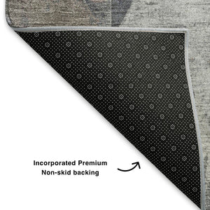HomeRoots 8' X 10' Gray & Beige Geometric Area Rug - Washable, UV Protected, Durable & Stylish for Homes 706979