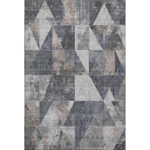 HomeRoots 9' X 12' Gray And Beige Geometric Washable Area Rug - UV Protected & Stain-Resistant for Busy Homes 706980