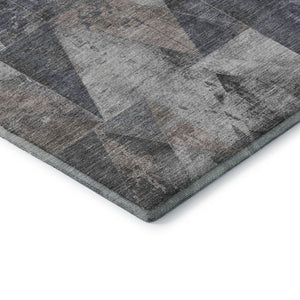 HomeRoots 9' X 12' Gray And Beige Geometric Washable Area Rug - UV Protected & Stain-Resistant for Busy Homes 706980