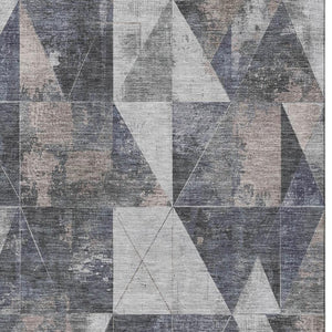 HomeRoots 9' X 12' Gray And Beige Geometric Washable Area Rug - UV Protected & Stain-Resistant for Busy Homes 706980